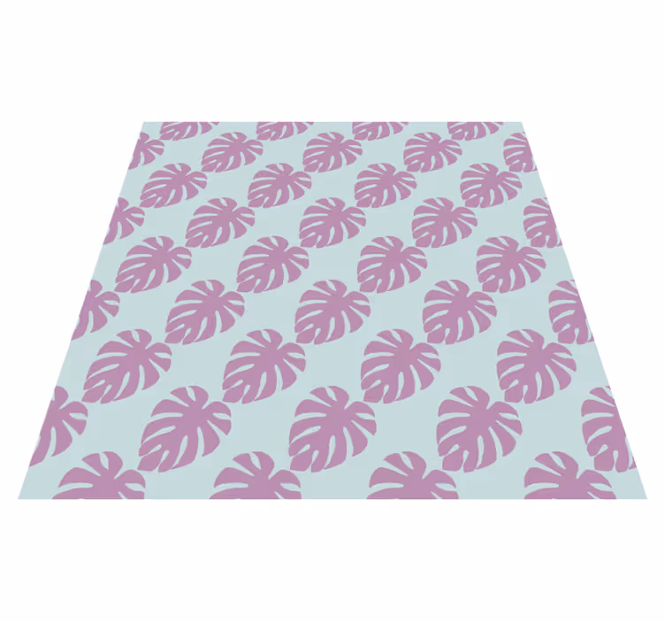 Tappeto vinile fiori motivi foglie blu e rosa - TenStickers