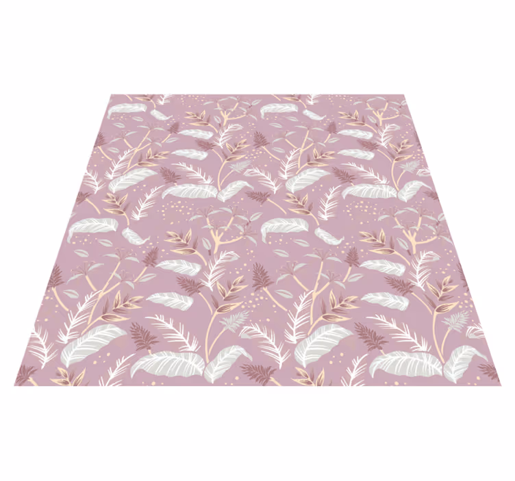 Tappeto vinile fiori design foglie tropicali rosa - TenStickers