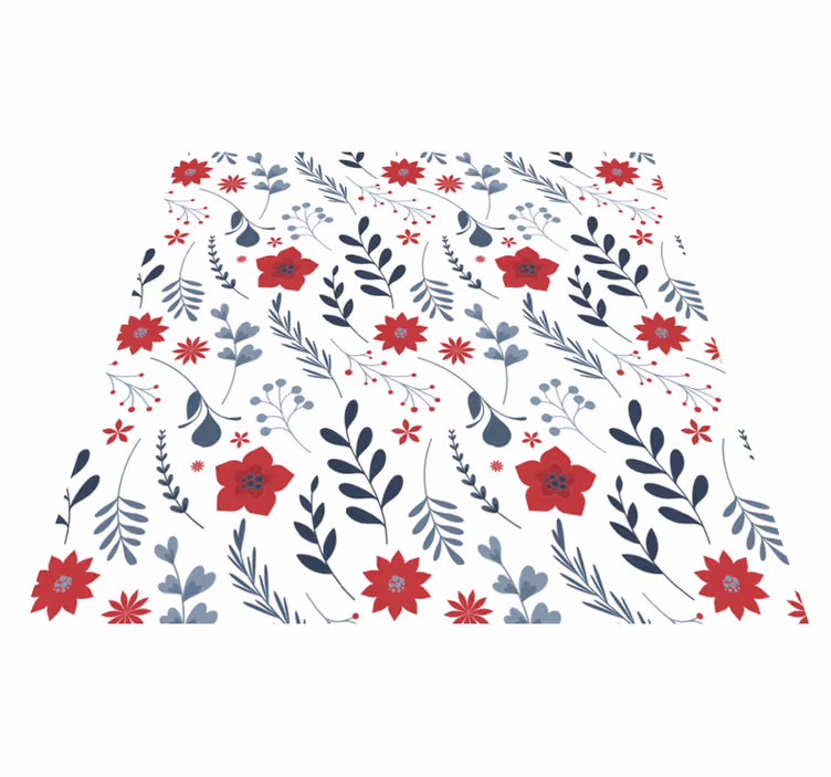 Tappeto vinile fiori motivo floreale rosso e bianco - TenStickers