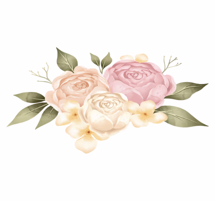 Tappeto vinile fiori peonia acquerello - TenStickers