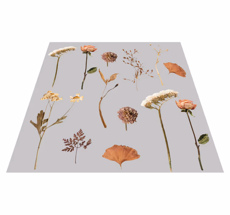 Tappeto vinile fiori motivo foglie di fiori secchi - TenStickers