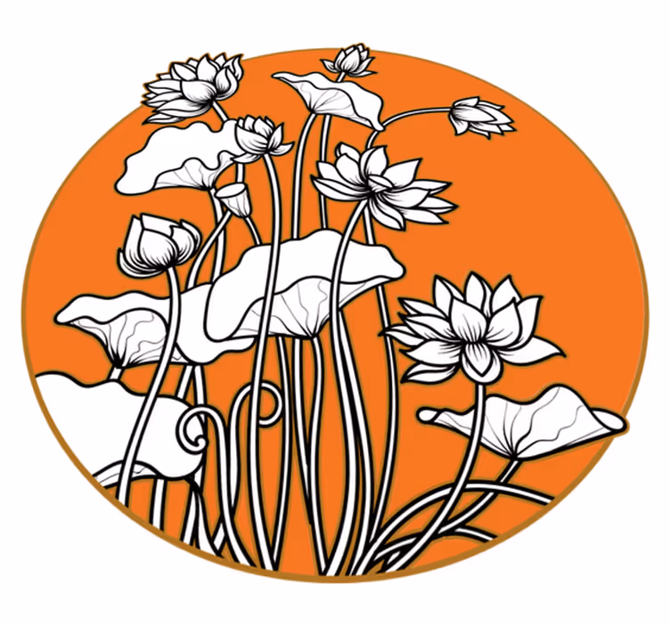 Tappeto vinile fiori illustrazione loto stile giapponese - TenStickers