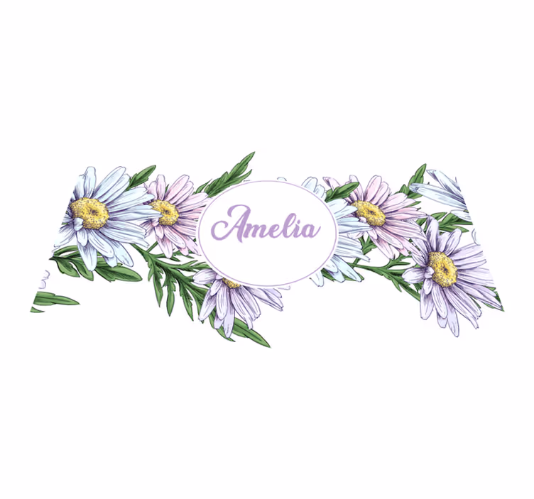 Tappeto vinile fiori design margherita con nome - TenStickers