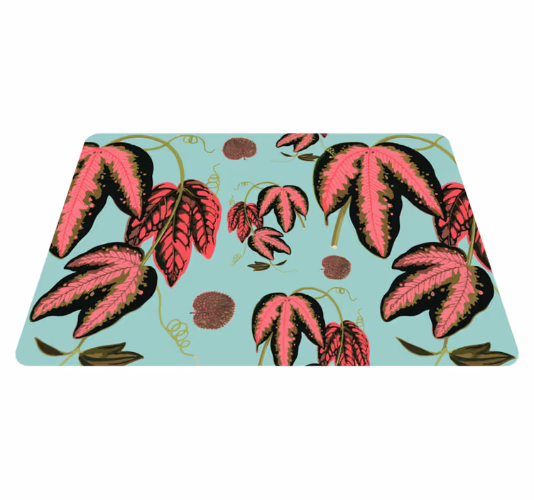 Tappeto vinile fiori verde e rosso maranta - TenStickers