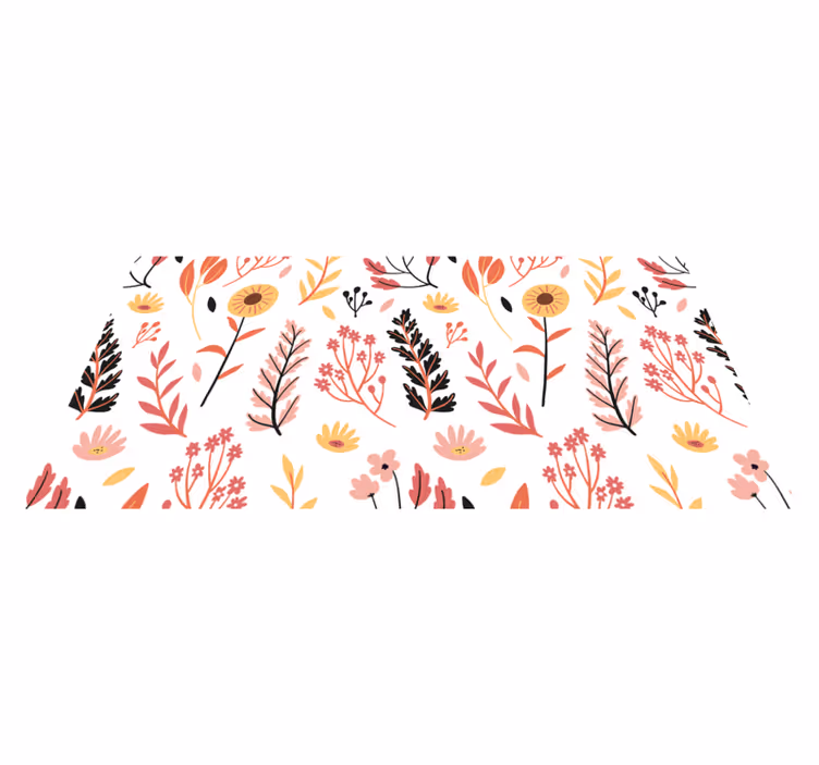 Tappeto vinile fiori fiori colorati su sfondo bianco - TenStickers