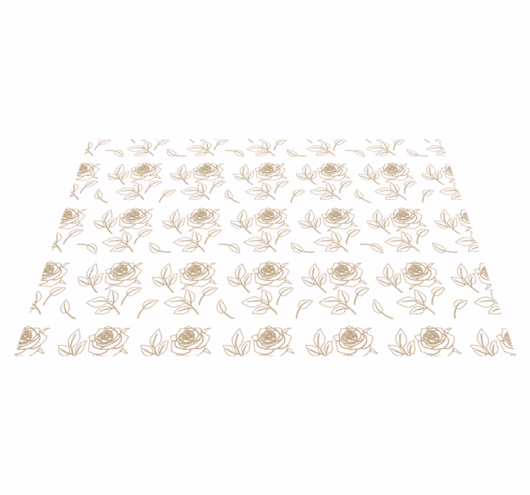 Tappeto vinile fiori motivo rose su sfondo beige - TenStickers