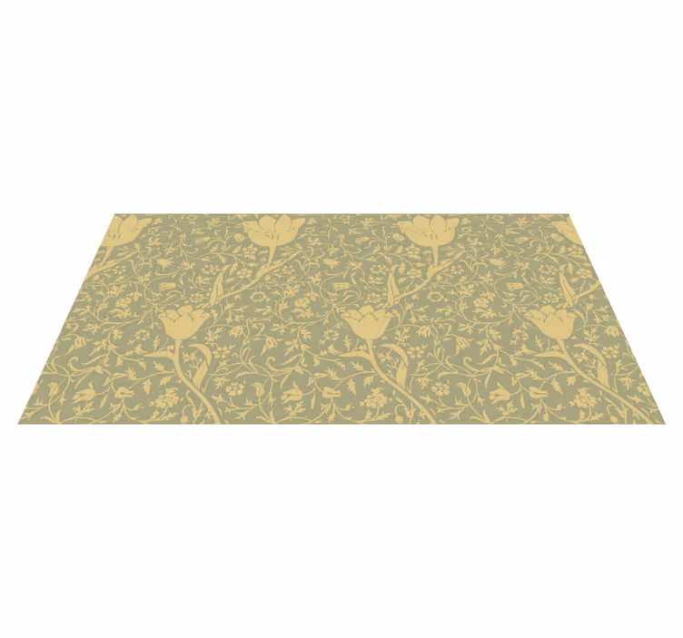 Tappeto vinile fiori stile oro e verde - TenStickers