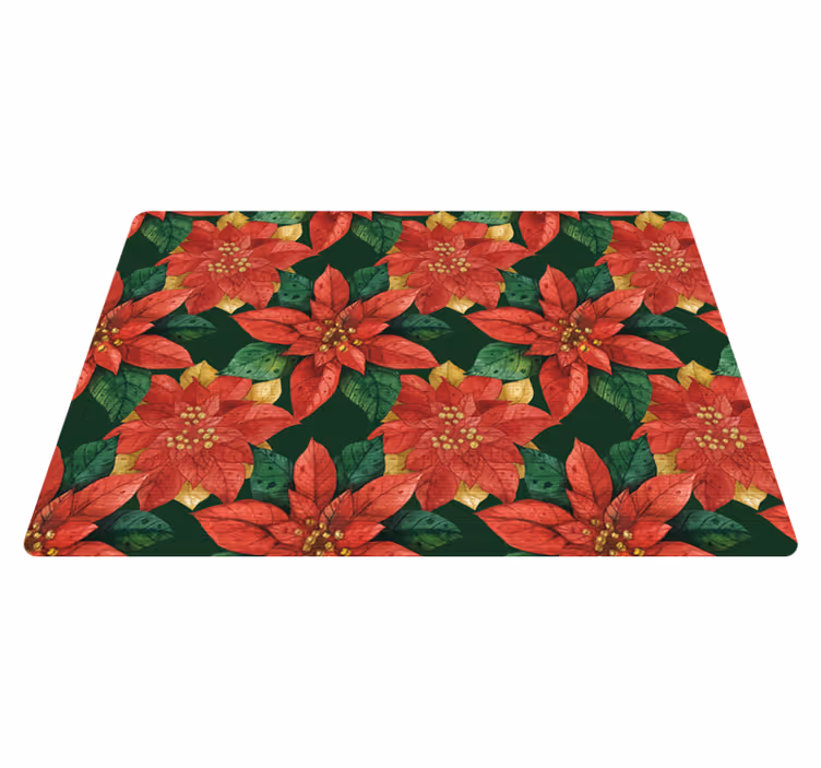 Tappeto vinile fiori motivo natalizio rosso e verde - TenStickers