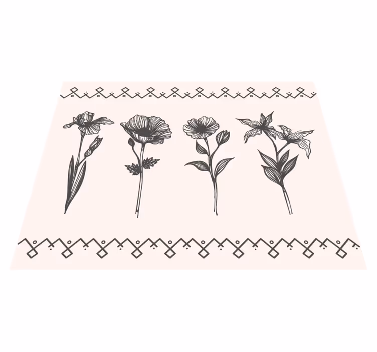 Tappeto vinile fiori botanica vintage realistica - TenStickers