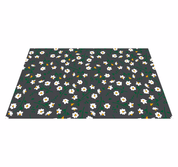 Tappeto vinile fiori margherite su sfondo grigio - TenStickers