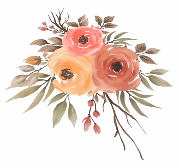 Tappeto vinile fiori disegno di rose essiccate - TenStickers