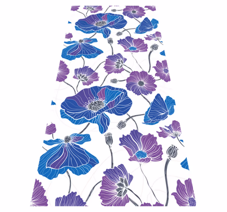 Tappeto vinile fiori fiori blu e viola da giardino - TenStickers