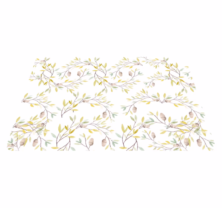 Tappeto vinile fiori motivo foglie verdi acquerello - TenStickers