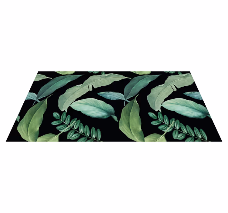 Tappeto vinile fiori foglie grigio scuro notturne - TenStickers