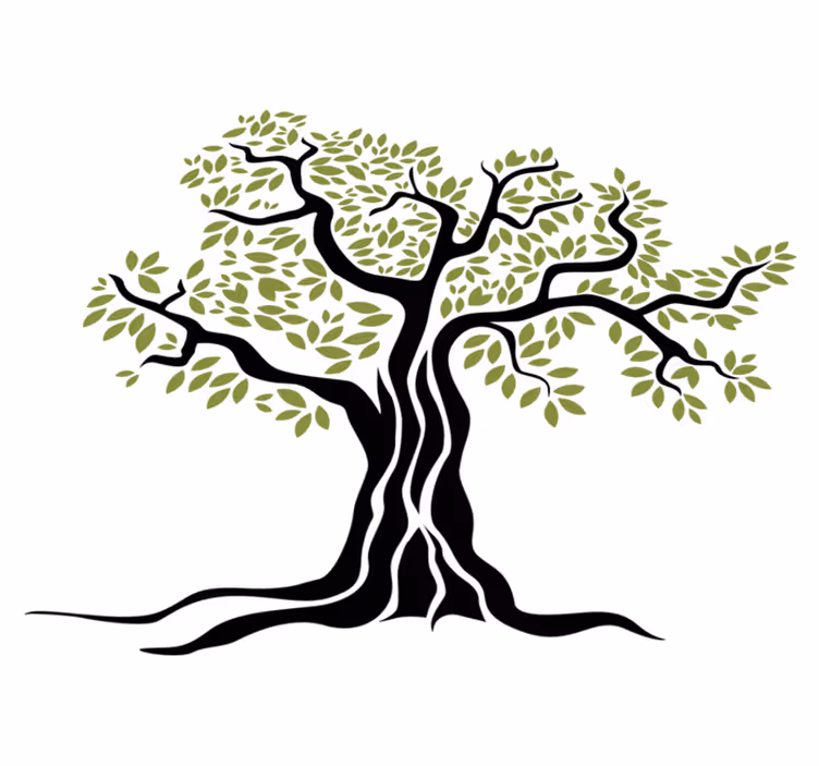 Tappeto vinile fiori albero di olivo con foglie verdi - TenStickers