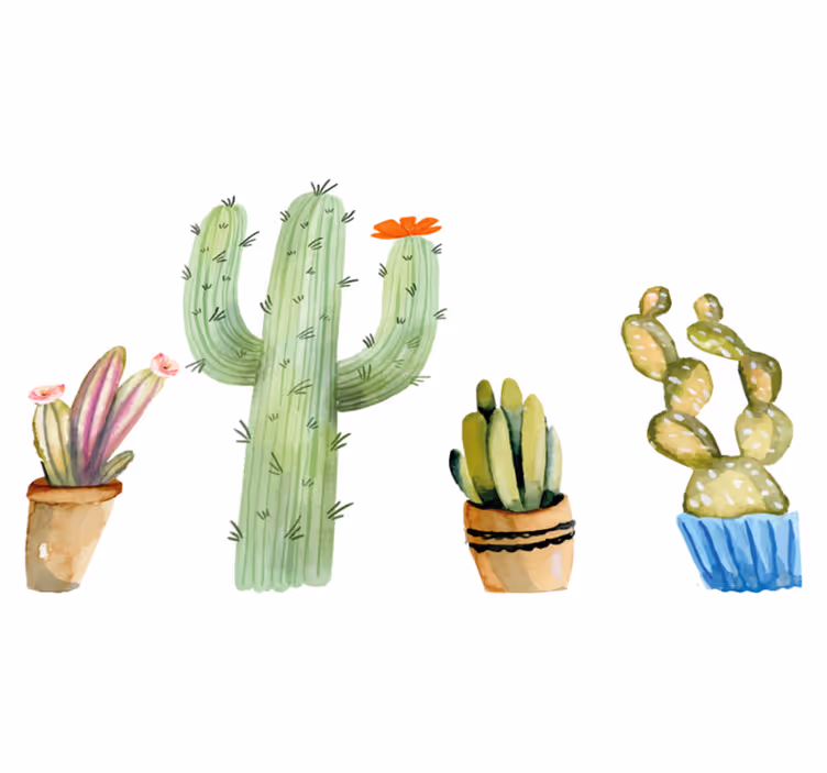 Tappeto vinile sala da pranzo set varietà di cactus - TenStickers