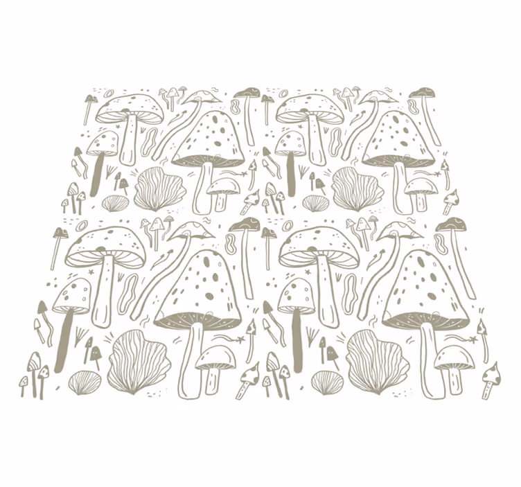 Tappeto vinile sala da pranzo motivo funghi beige - TenStickers