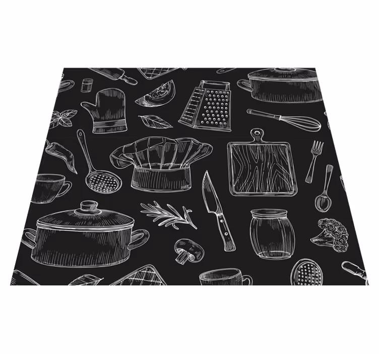 Tappeto pvc cucina posate eleganti - TenStickers