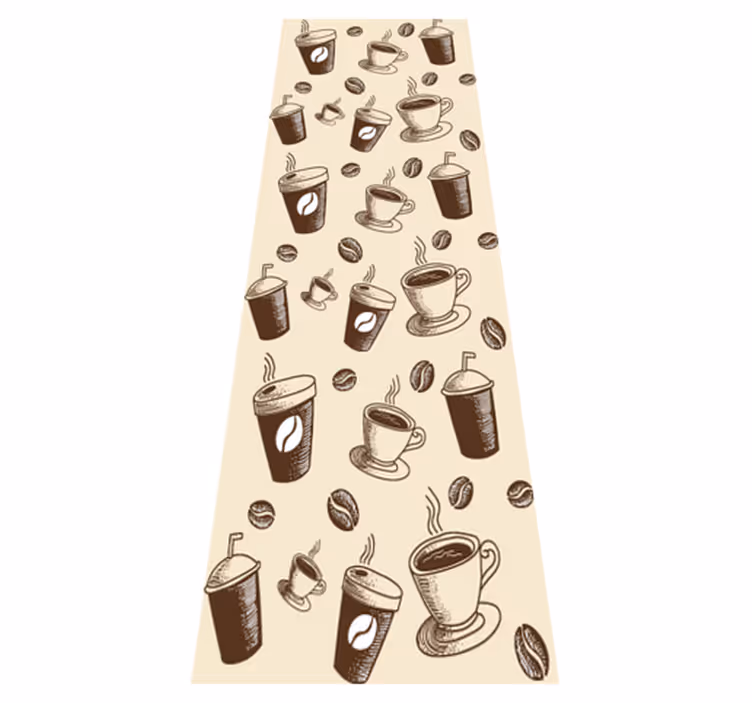 Tappeto pvc cucina con motivo chic tazze caffè - TenStickers
