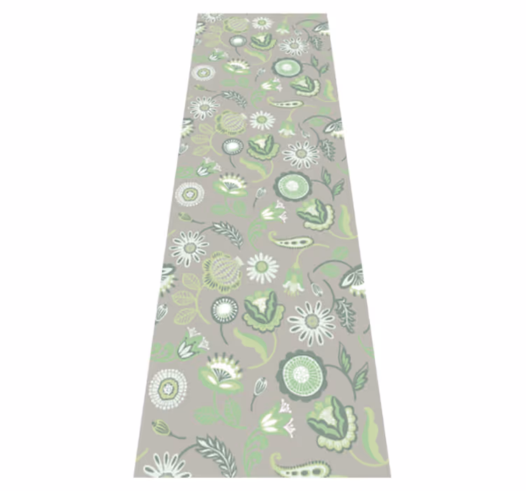 Tappeto pvc cucina motivo fiori verdi delicati - TenStickers