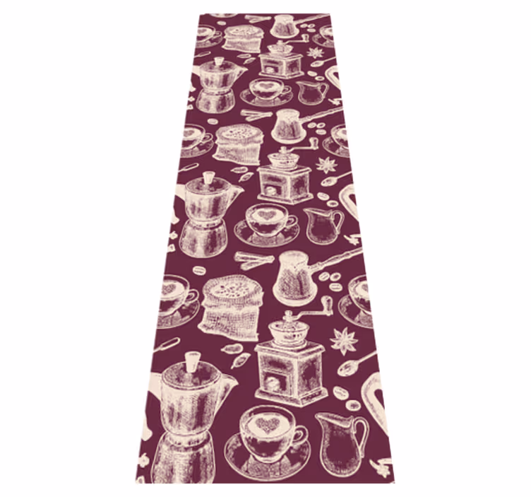 Tappeto pvc cucina design a motivo caffè - TenStickers
