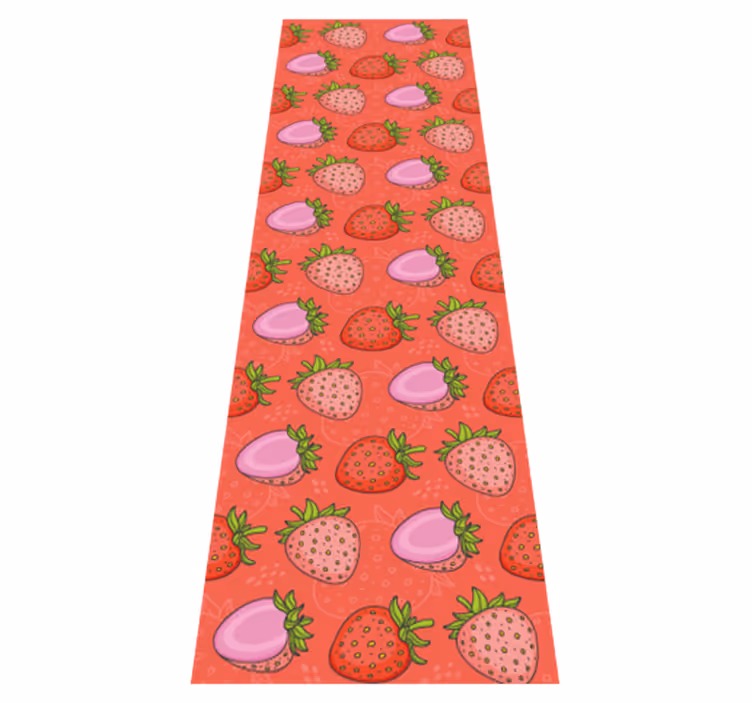 Tappeto pvc cucina fragole rosse e rosa senza giunture - TenStickers