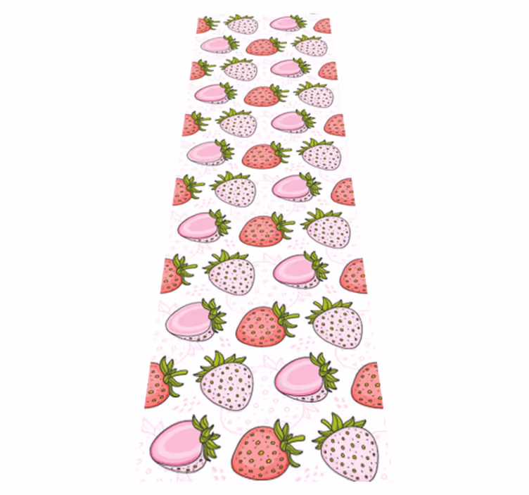 Tappeto pvc cucina fragole rosa e rosse senza giunture - TenStickers