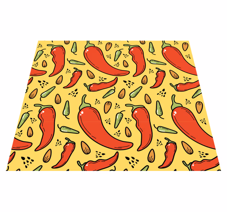 Tappeto pvc cucina peperoncino rosso e verde - TenStickers