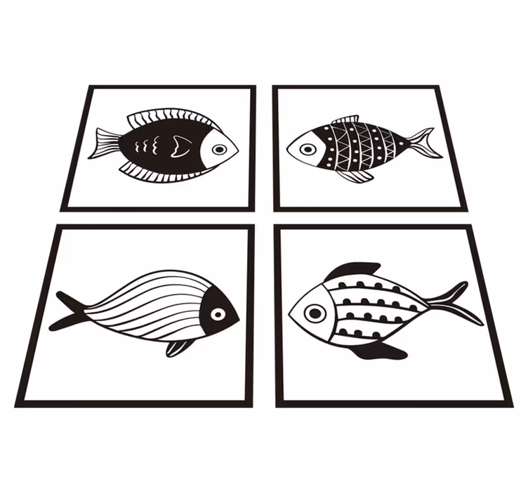 Tappeto vinile bagno piastrelle con pesci belli - TenStickers