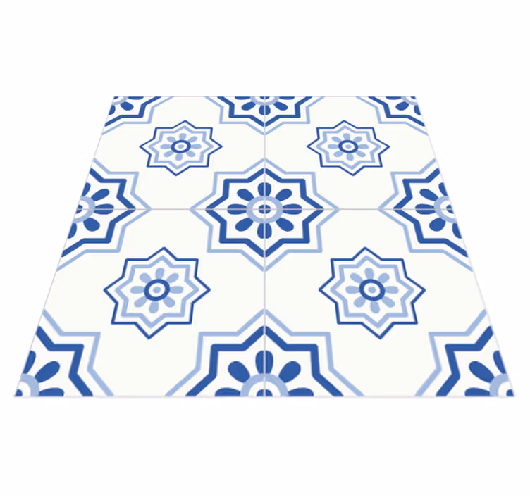 Tappeto vinile bagno adesivo piastrelle blu - TenStickers