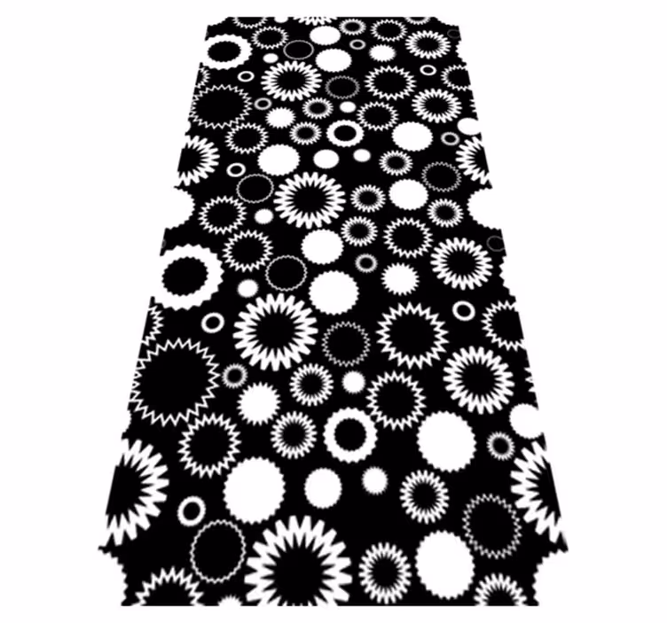Tappeto vinile bagno girasoli bianchi e neri - TenStickers