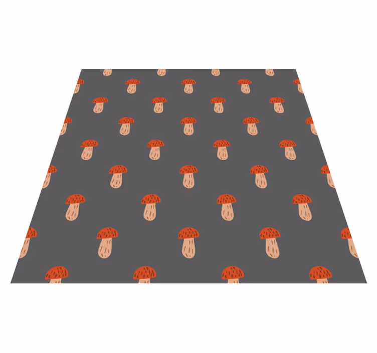 Tappeto vinile fiori funghi classici sfondo grigio - TenStickers