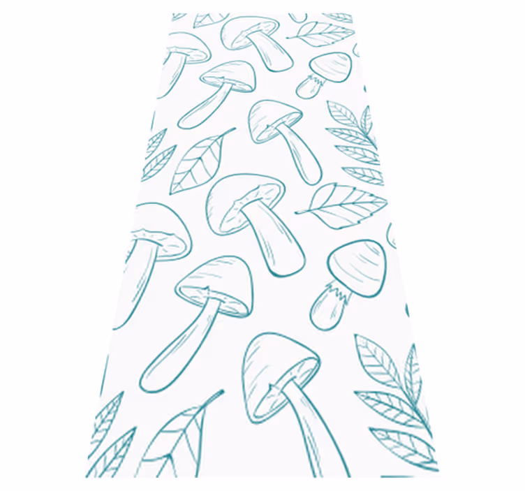 Tappeto vinile fiori motivo funghi bianchi e azzurri - TenStickers