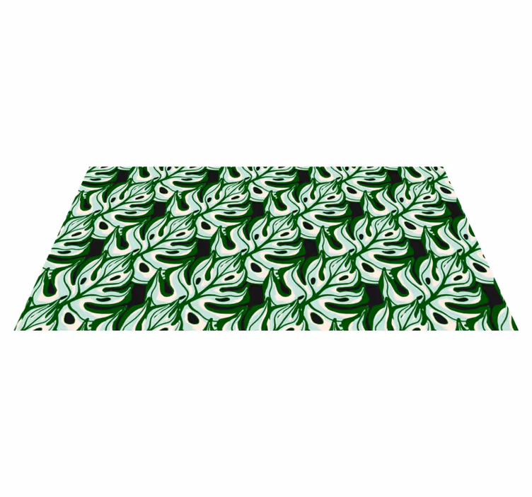 Tappeto vinile fiori motivo floreale nero e verde - TenStickers