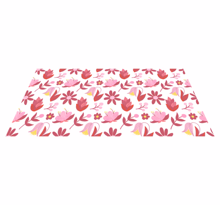 Tappeto vinile fiori arte popolare polacca rossa - TenStickers