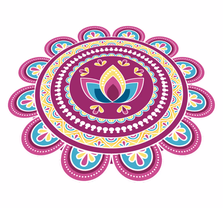 Tappeto vinile fiori mandala di loto colorato - TenStickers