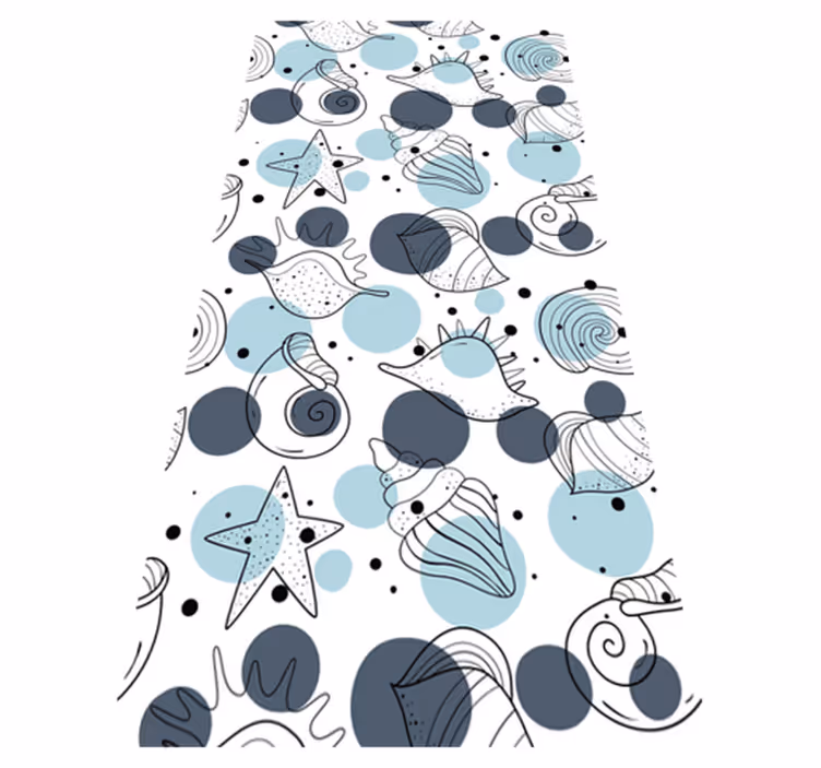 Tappeto vinile fiori motivi conchiglia eleganti - TenStickers