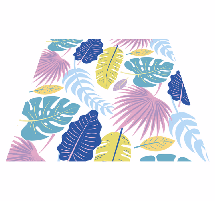 Tappeto vinile fiori motivi foglie colorate - TenStickers