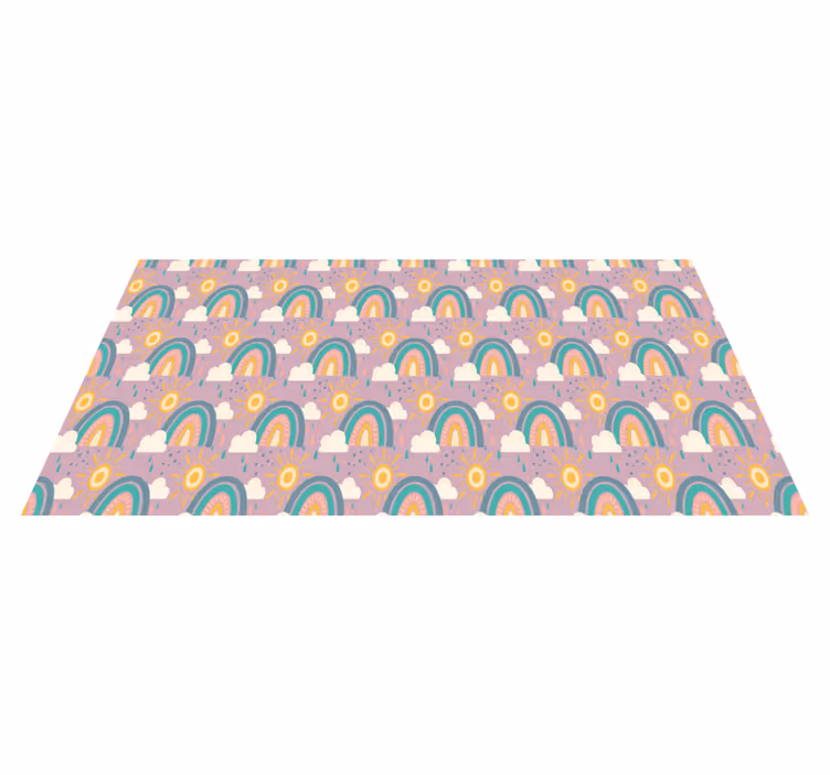 Tappeto vinile fiori arcobaleni giocosi e colorati - TenStickers