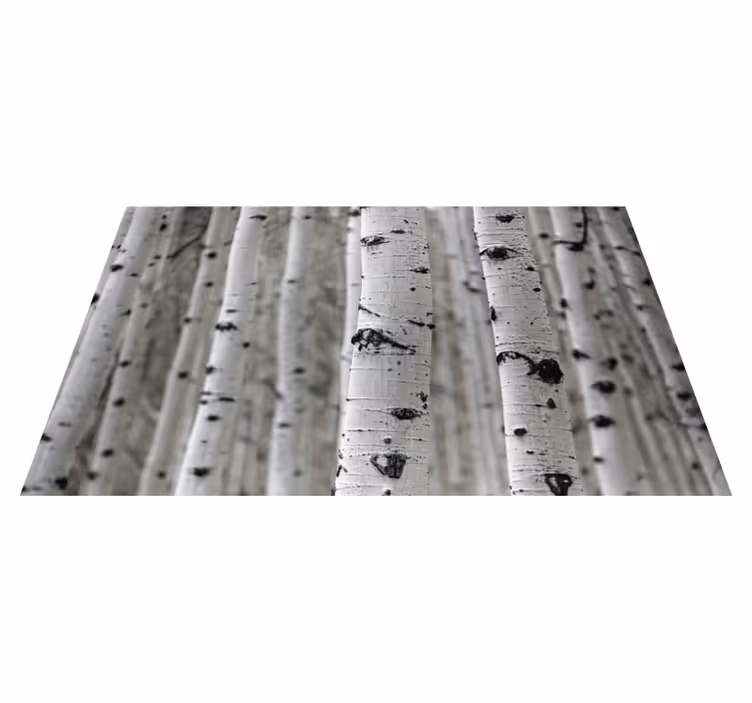 Tappeto vinile fiori scena bosco di betulle - TenStickers