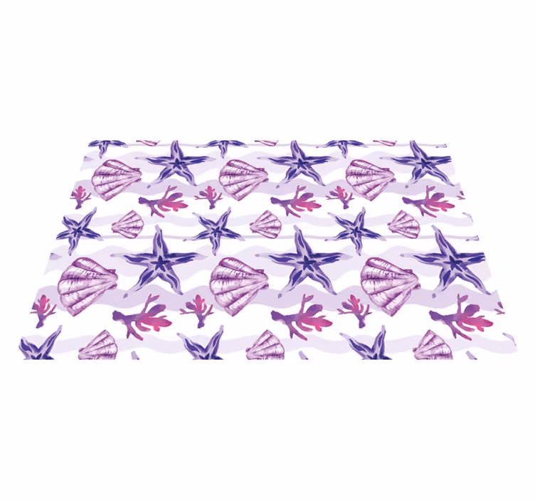 Tappeto vinile fiori motivo conchiglie corallo - TenStickers