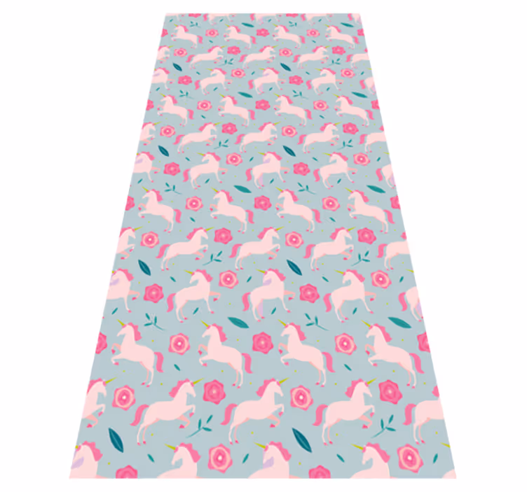 Tappeto vinile per ragazzi motivo unicorno fiorito - TenStickers