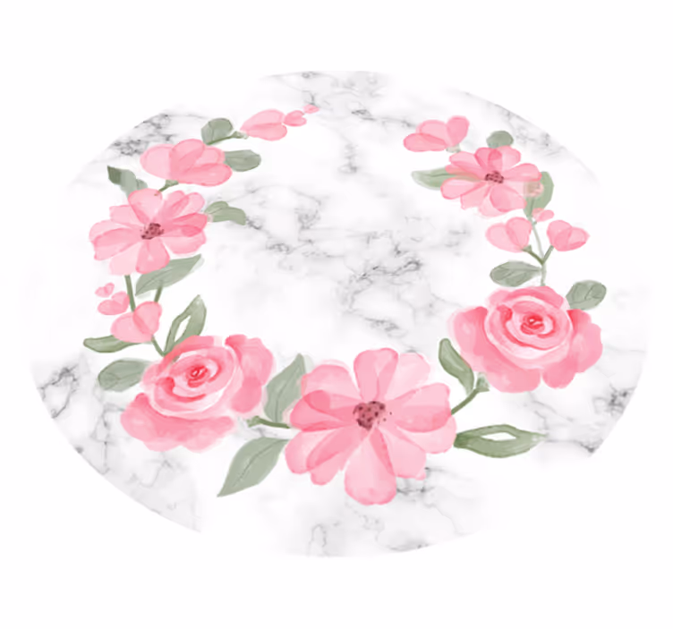 Tappeto vinile camera da letto corone di fiori e marmo - TenStickers