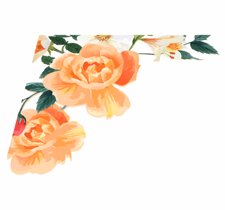 Tappeto vinile camera da letto composizione di rose pesca - TenStickers