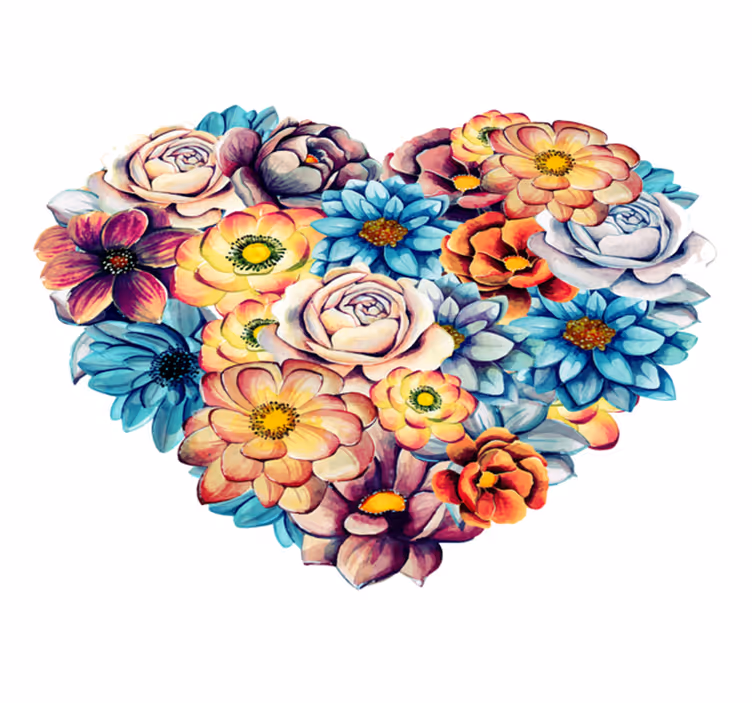 Tappeto vinile camera da letto composizione floreale cuori - TenStickers