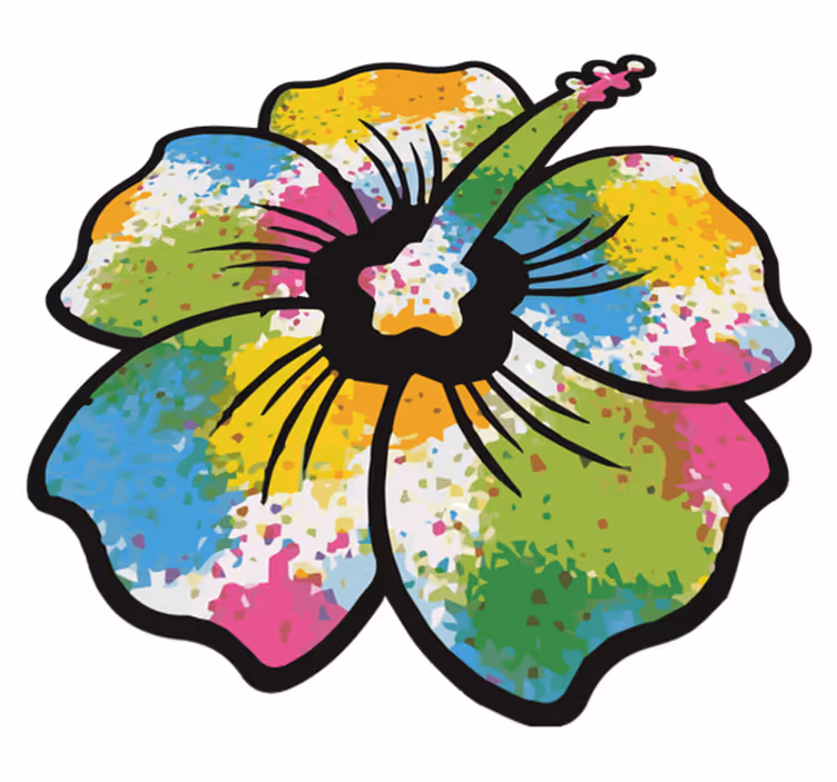 Tappeto vinile camera da letto fiori di ibisco colorati - TenStickers