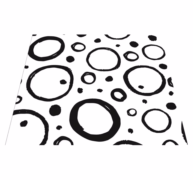 Tappeto vinile geometrico design circolare bianco e nero - TenStickers