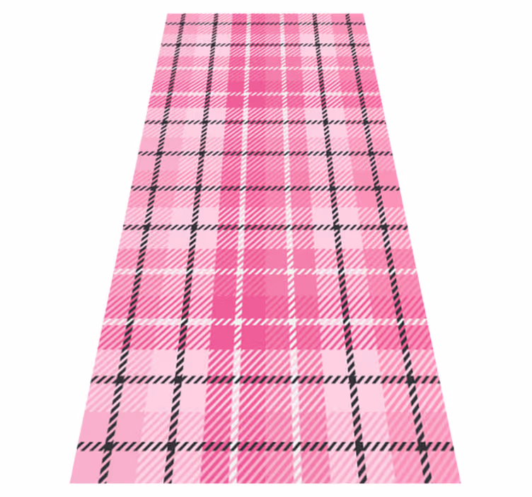 Tappeto vinile geometrico tartan rosa e nero - TenStickers