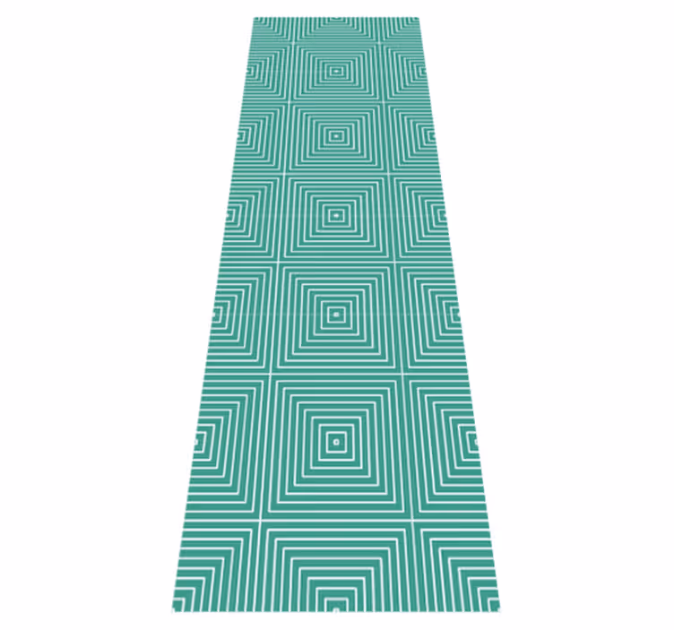 Tappeto vinile geometrico motivo quadrati verdi - TenStickers