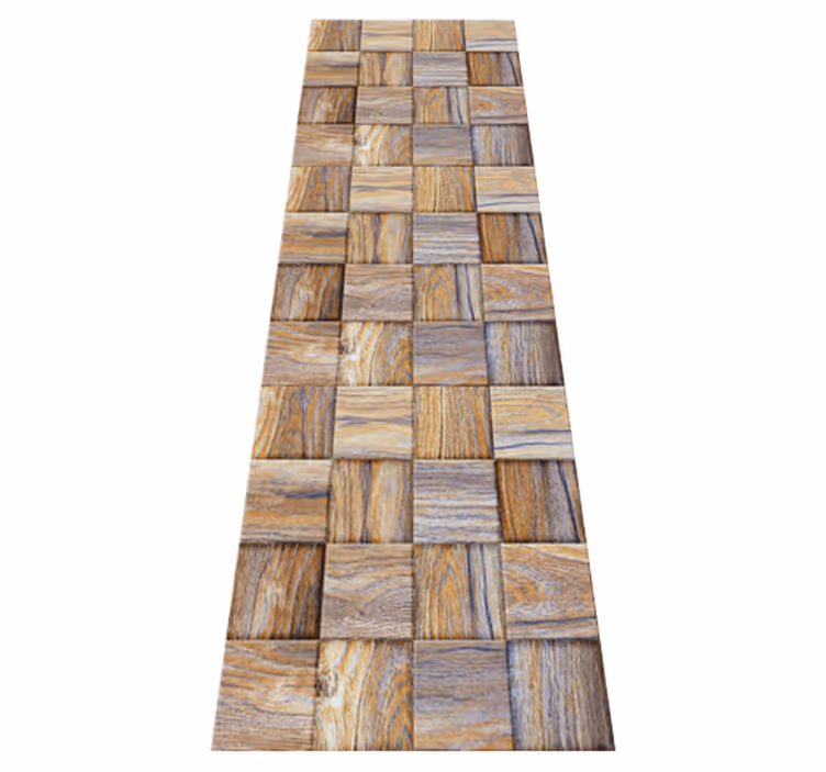 Tappeto vinile geometrico mosaico effetto legno anni '80 - TenStickers